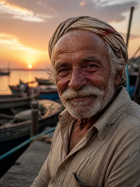 پرترهٔ ماهیگیر جنوبی در غروب